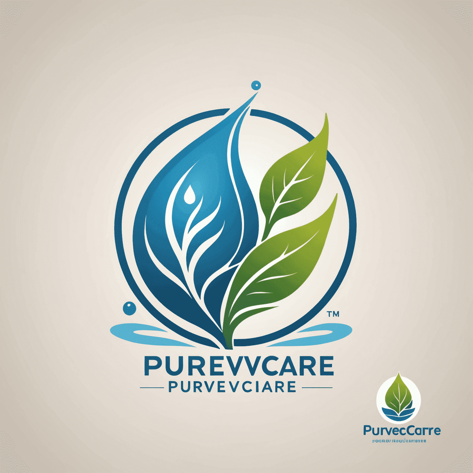 PureviaCare logo featuring a stylized leaf and water droplet, symbolizing natural health and purity