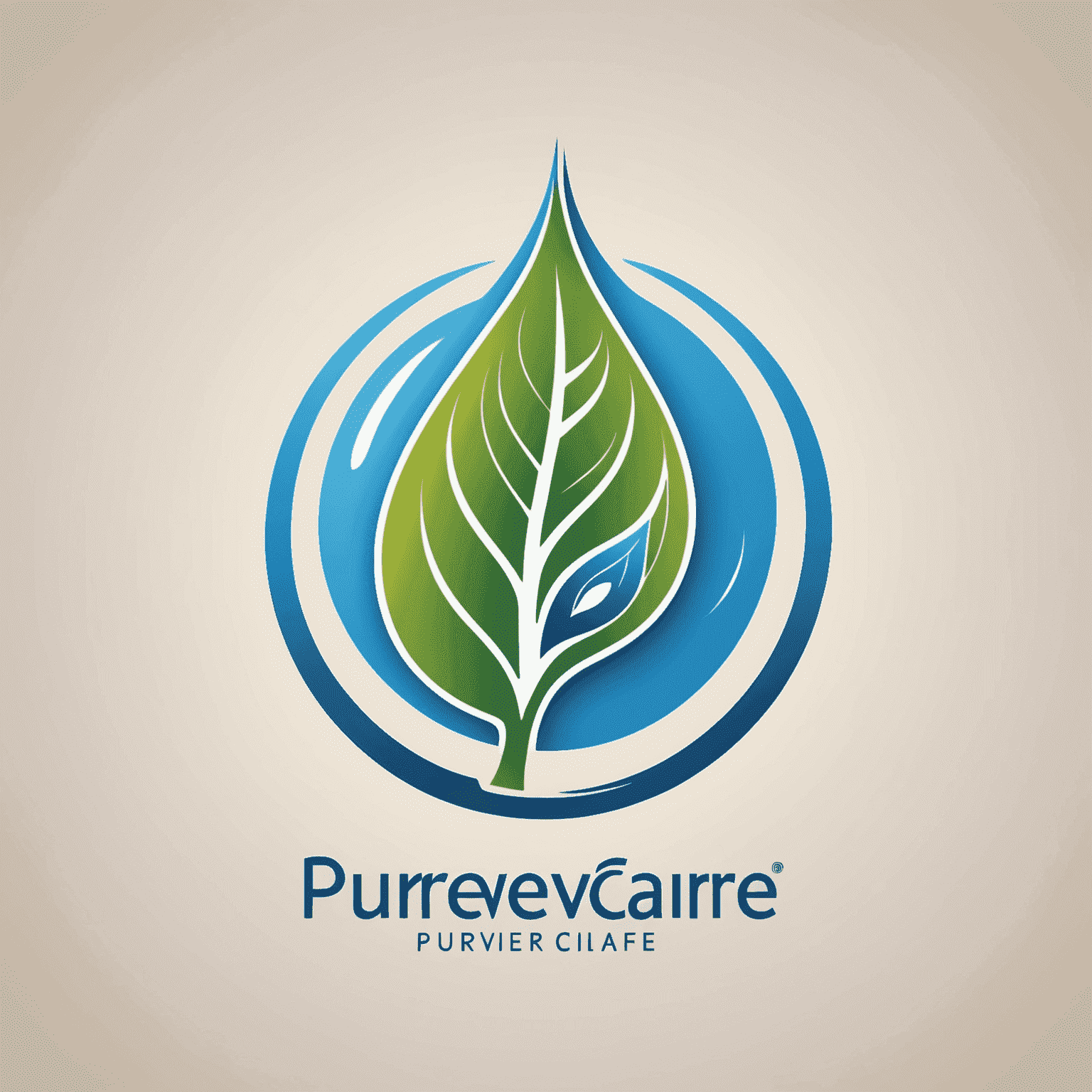 PureviaCare logo featuring a stylized leaf and water droplet, symbolizing natural health and purity