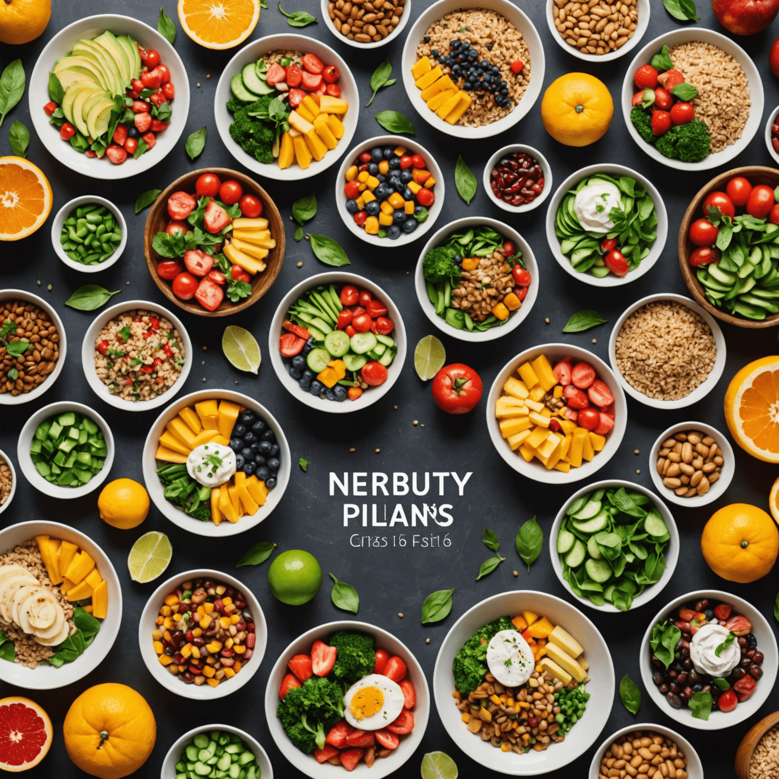 A collage of healthy, colorful meals representing personalized nutrition plans. The image showcases a variety of dishes including fresh fruits, vegetables, lean proteins, and whole grains, arranged in an appealing manner to illustrate the diversity and appeal of tailored meal plans.